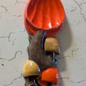 Artisan Ceramic Spoon with Mushroom Motif